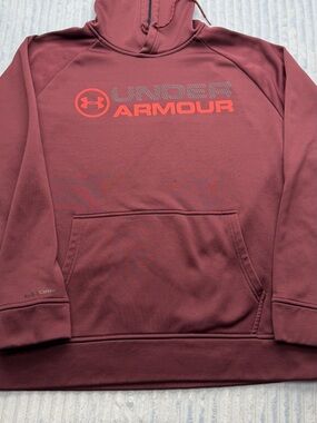 Under Armour Maroon and Red Logo Pullover Hoodie